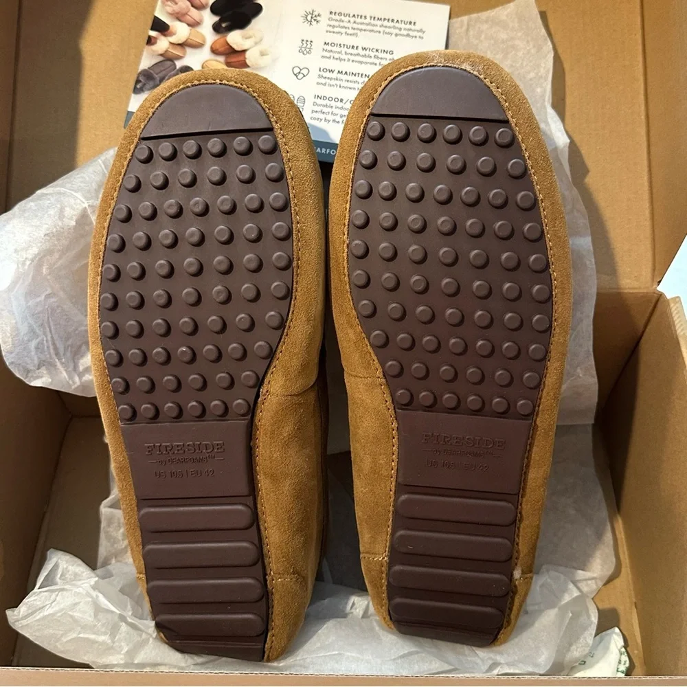 NEW Fireside by Dearfoams Shearling Moccasin Slippers Men’s 10.5